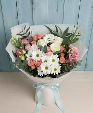 Букет цветов из:  Розы, Лизиантусы и Хризантемы #REPLACE_PRED# Усть-Карске