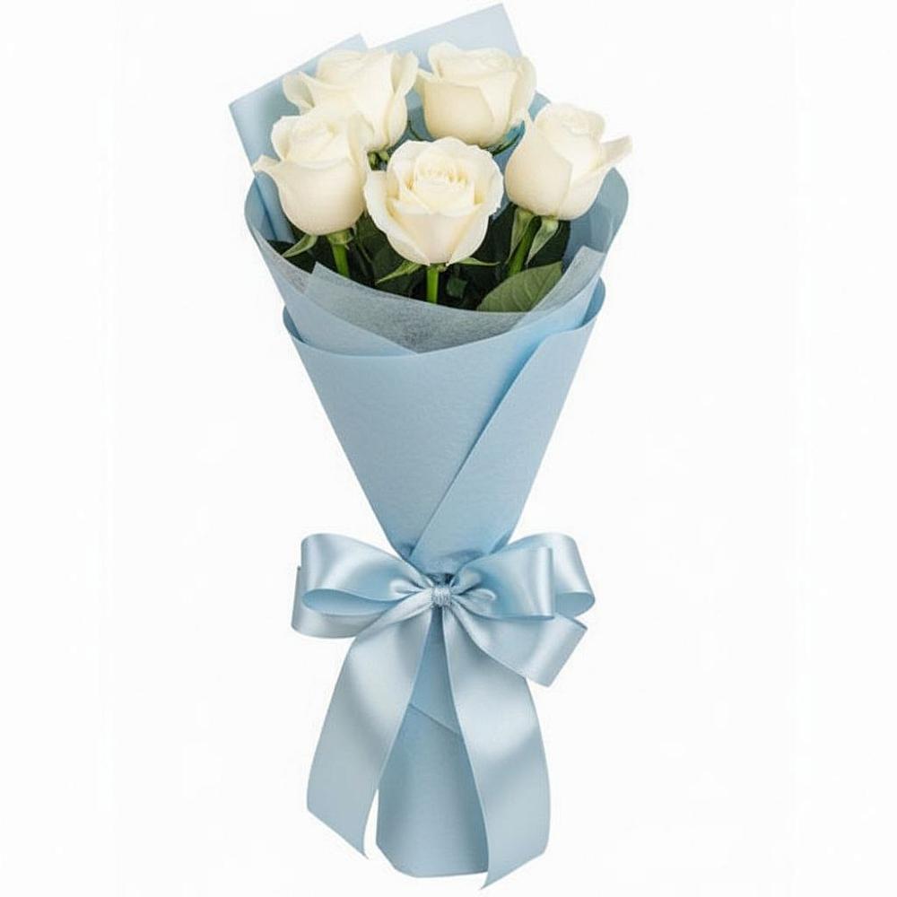 Букет 5 Белых роз Проуд в Усть-Карске