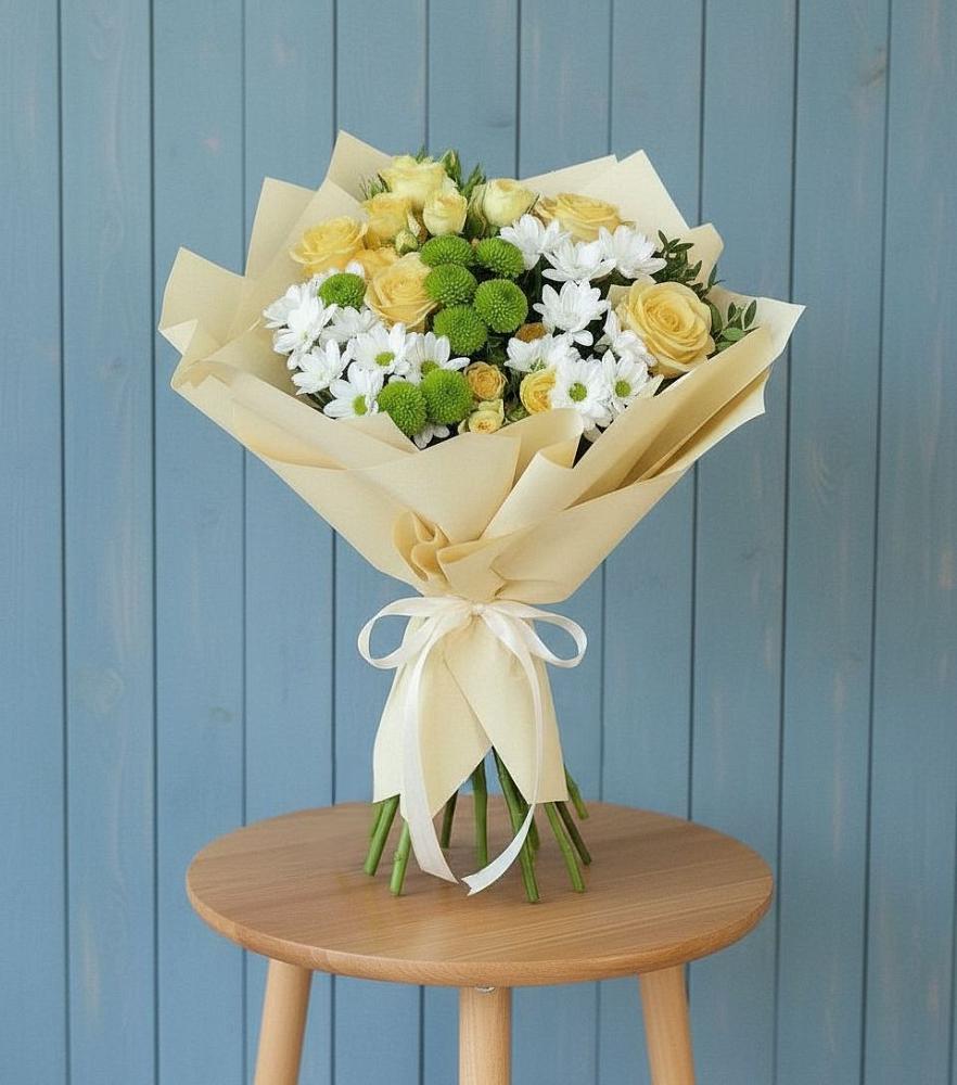 Букет цветов из: Хризантемы и Розы в Усть-Карске