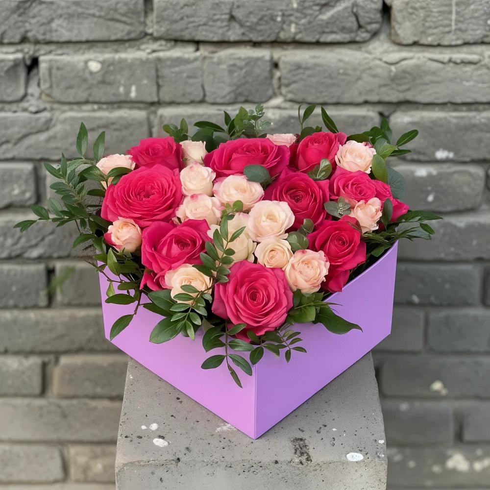 Цветочная композиция из Розы в коробке в Усть-Карске