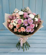Букет цветов из:  Хризантемы, Розы и Альстромерии в Усть-Карске