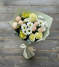 Букет цветов из:  Альстромерии, Розы и Хризантемы #REPLACE_PRED# Усть-Карске