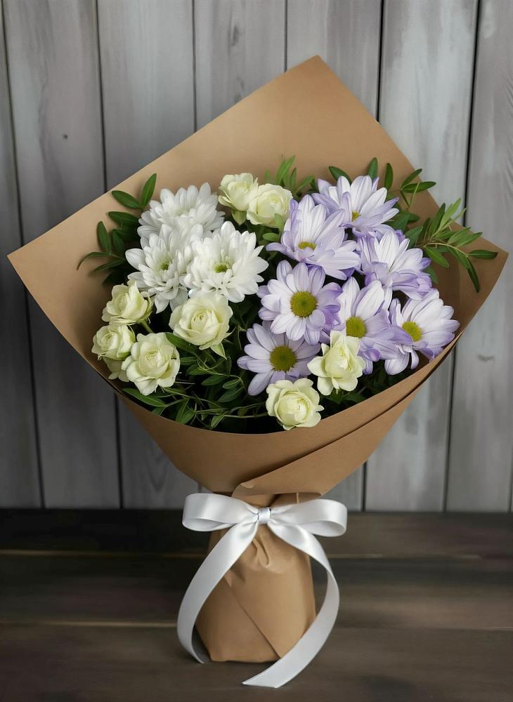Букет цветов из: Хризантемы и Розы в Усть-Карске